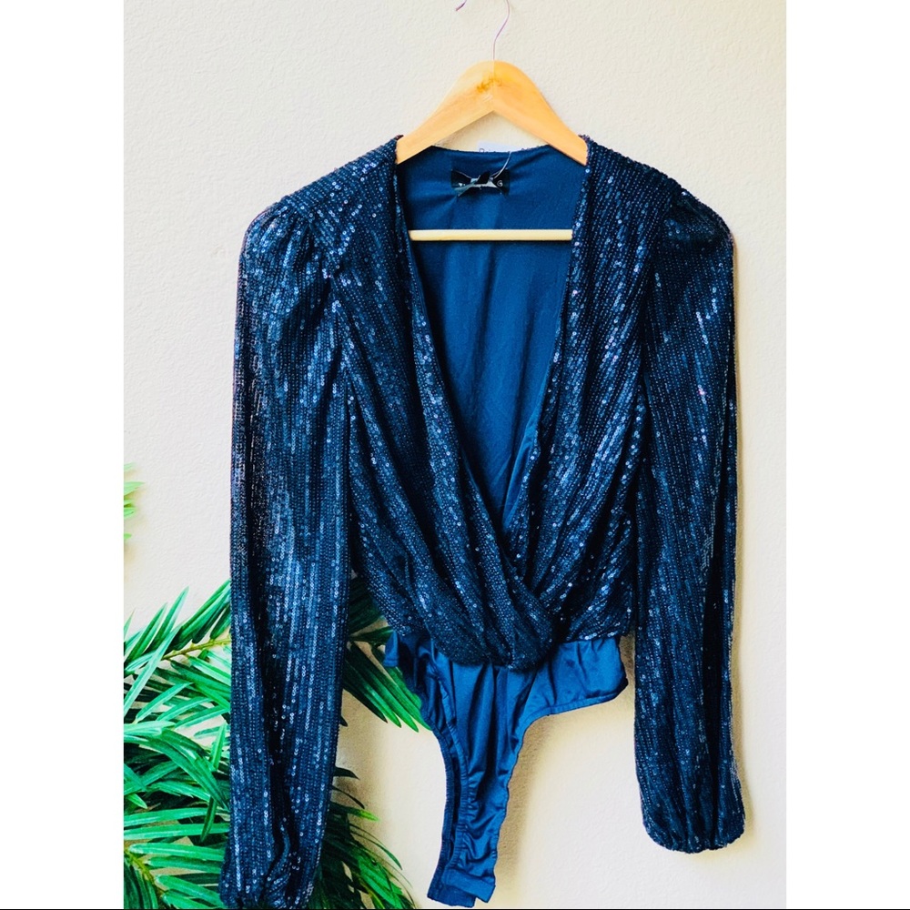 sequin Navy blue Bodysuit - Picture 1 of 3